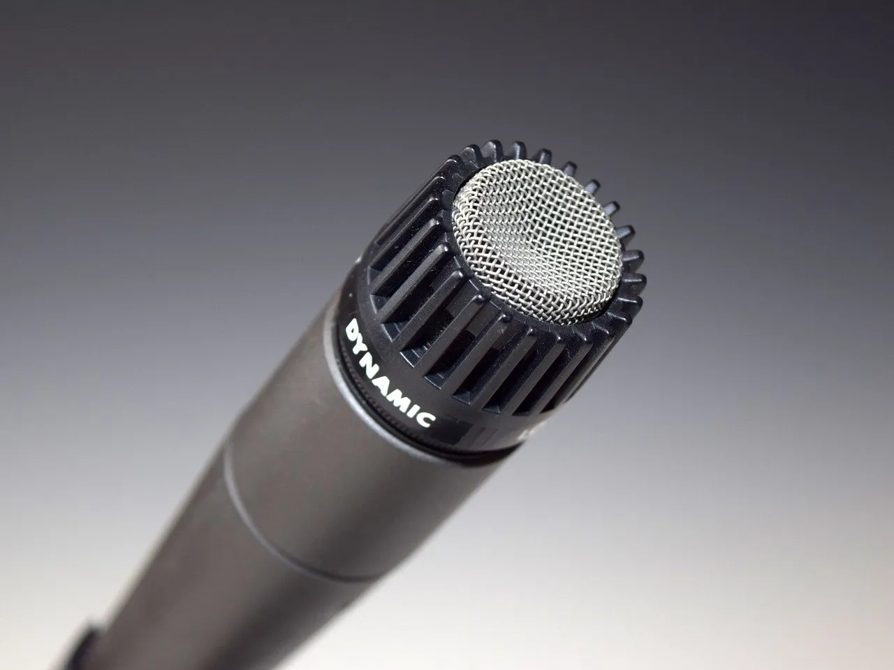 Close-up of a dynamic microphone