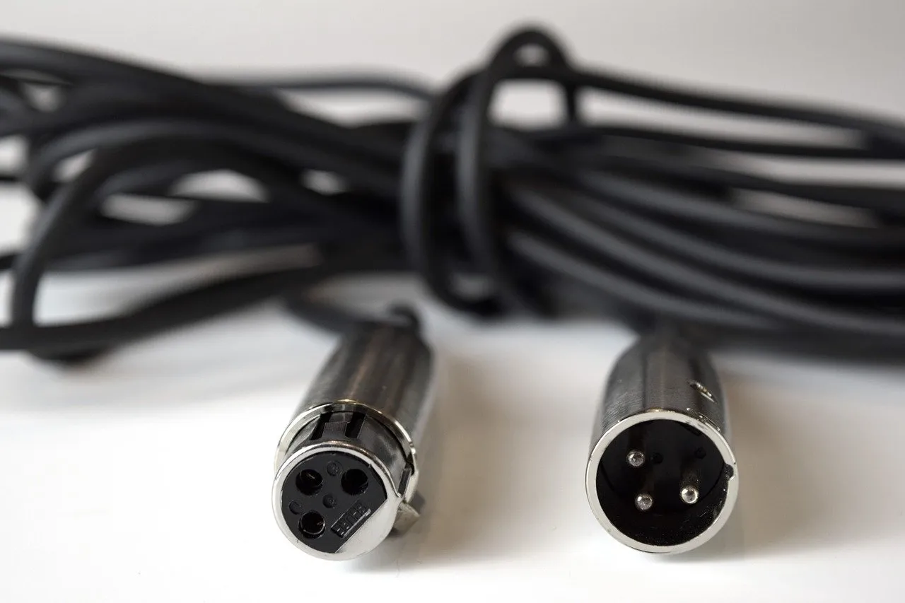 XLR mic cable, female and male connectors
