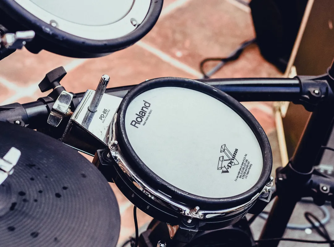 Roland PD-85 tom pad on an e-drum rack