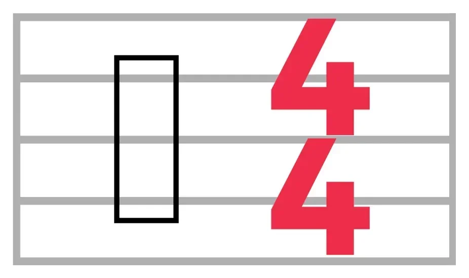 4/4 time signature on a staff