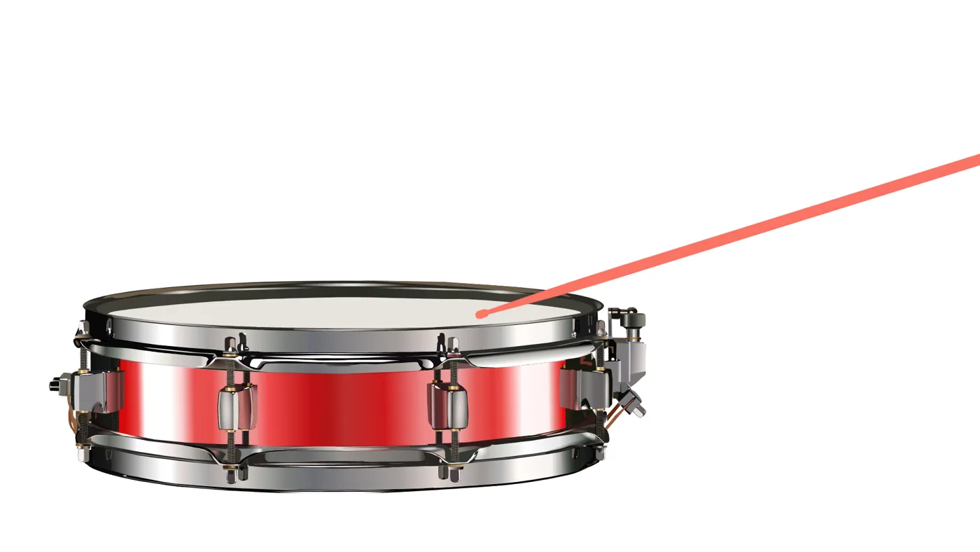 Rimshot at a steeper angle, the stick hits the head and the snare hoop